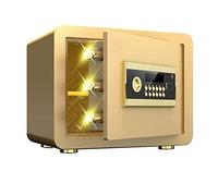 RLKHXBS Security Digital Lock. Box Single Walled Electronic Locking Wall Home/Office Use Cabinet Safe for ID Papers, Documents, L,Gold a