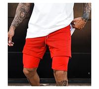 RLKHXBS Shorts 2 in 1 Mesh Breathable Shorts Men Double-Deck Jogging Running Quick Dry Gym Fitness Workout Buttoms