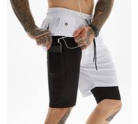 RLKHXBS Shorts Male Summer Shorts Men 2 in 1 Sport Shorts Quick Dry Gym Fitness Beach Shorts Mens Bodybuilding