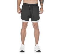 RLKHXBS Shorts Men's Gym Fitness Bodybuilding Training Quick-Drying Shorts Men's Jogging Running Sports 2-in-1 Shorts