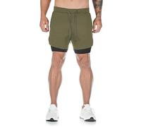 RLKHXBS Shorts Men's Gym Fitness Bodybuilding Training Quick-Drying Shorts Men's Jogging Running Sports 2-in-1 Shorts