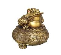 RLKHXBS Statues Fortune Feng Shui Gold Toad Ornaments Brass Home Store Entrance Decoration Crafts Book Shelf Decor Desktop Figurines(S) (L)