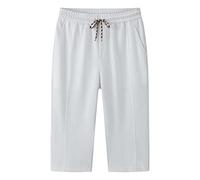 RLKHXBS Summer Men's Shorts Cropped Trousers Thin Quick Drying Sports Straight Casual White Pants with Pockets