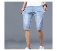 RLKHXBS Summer Thin Short Denim Casual Men Pants Clothing Knee Length Jeans Homme Slim Fit Stretch