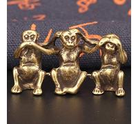 RLKHXBS Tabletop Puro Rame Tre Figurine Scimmie Non Dicono Che Non Ascoltare Non Vedere Gli Ornamenti di Artigianato di Feng Shui Decorazioni antiche