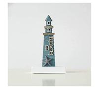 RLKHXBS Tabletop Statue Ornaments Decoration Mediterranean Style Wood Crafts Lighthouse Model Statues Decoration Night Light Beacon Gift