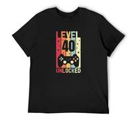 RlMI LINMY 40Th Birthday 1982 Level Unlocked 40 Year Old Gaming O-Neck 100% Cotton Short Sleeve Unisex T-Shirt M