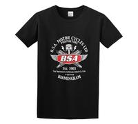 RlMI LINMY BSA Vintage Motorcycles Birmingham Motorbike O-Neck 100% Cotton Short Sleeve Unisex T-Shirt S
