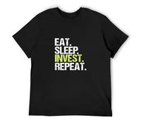 RlMI LINMY Eat Sleep Invest Repeat Investor Christmas O-Neck 100% Cotton Short Sleeve Unisex T-Shirt XL