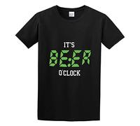 RlMI LINMY Funny Its Beer Oclock Slogan Pub Drinking Novelty Joke O-Neck 100% Cotton Short Sleeve Unisex T-Shirt M