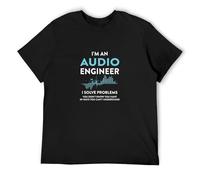 RlMI LINMY I'm An Audio Engineers Solve Problems Funny Quote O-Neck 100% Cotton Short Sleeve Unisex T-Shirt M