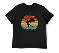 RlMI LINMY Imagine Magical And Mythical Fantasy Dragons II Men's T Shirt Crew Neck Unisex Short Sleeve T-Shirt XL