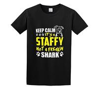 RlMI LINMY It's A Staffy Not A Freakin' Shark Staffy Dog O-Neck 100% Cotton Short Sleeve Unisex T-Shirt XXL