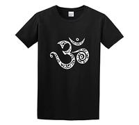 RlMI LINMY Om Mantra Zen Buddhism Meditation Japan Japanese Spiritual Symbol Unisex 100% Cotton Short-Sleeve T-Shirts Black XL