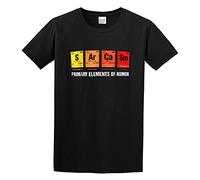 RlMI LINMY Science Sarcasm AR Ca SM Primary Elements of Humor O-Neck 100% Cotton Short Sleeve Unisex T-Shirt XL
