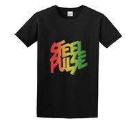 RlMI LINMY Steel Pulse Roots Reggae Musical Band Steel Pulse Unisex 100% Cotton Short-Sleeve T-Shirts Black XL