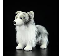 RLOMUTE Collie di confine meteorite Peluche Morbido - Cuscino border collie Simpatico Realistico Animale Giocattolo-28cm/11, Unico border collie Peluche Modello di Bambola Regalo per Bambini (nero)