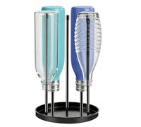 Rlssaki Scola Borracce da Lavandino, Portabottiglie Scolabottiglie da Cucina, Scola Bottiglie in Acciaio Inox, Scolabiberon con Vassoio Antigoccia, Scolapiatti da Biberon, per 5 Bottiglie (Nero)