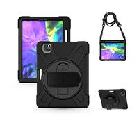 RLTech Custodia per iPad PRO 11 2020, 360 Rotante Supporto e Tracolla Custodia Robusta Ibrida Antiurto Cover Rigida Protettiva per iPad PRO 11 Pollice 2020, Nero