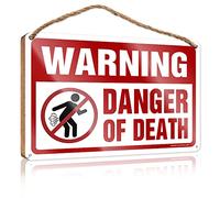 RLVH Cartello decorativo in legno con pericolo di morte, cartello autunnale per la decorazione della casa e dell'ufficio, decorazione da parete (20 x 30 cm)