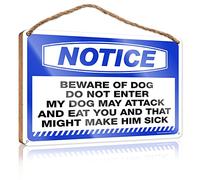 RLVH Cartello decorativo per il bagno, con scritta divertente "Beware Of Dog Do Not Enter My May Attack", in legno, decorazione per bar e accessori (15 x 28 cm)