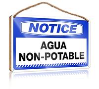 RLVH Cartello decorativo per porta d'ingresso, con scritta in lingua inglese "Agua" non potabile, in legno, divertente, per la grotta dell'uomo, decorazione per il bagno (23 x 35 cm)