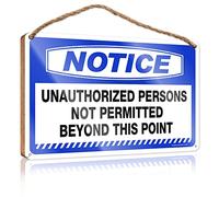RLVH Cartello per porta d'ingresso, divertente avviso non autorizzato persone non autorizzate oltre questo punto, in legno, divertente decorazione per la casa, patio, esterni (23 x 35 cm)
