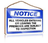 RLVH Cartello per ufficio per porta, in legno, per avvisi sui veicoli sono soggetti a ispezione, cartello in legno, decorazione per patio, esterni, nuova casa, regali per la casa (20 x 30 cm)