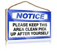 RLVH Decorazione da appendere alla porta con scritta in inglese "Please Keep This Area Clean Pick Up After Yourself", in legno, per mobili da cucina, 15 x 28 cm