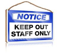 RLVH Divertente cartello con scritta in lingua inglese "Keep Out Staff Only" (lingua italiana non garantita), in legno, accessori da bagno, accessori da scrivania per Wo (23 x 35 cm)