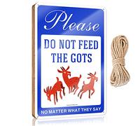 RLVH Divertente cartello da parete in legno con scritta in lingua inglese "Please Don'T Feed The Goats, No Matter What They Say - Targa da appendere alla parete per decorare la casa (20 x 30 cm)