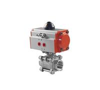 RLZQSGOT G 1-1/4 "1-1/2" Valvola a Sfera pneumatica a Tre Pezzi con Piattaforma Alta DN32 DN40 Cilindro a Doppio Effetto in Acciaio Inossidabile 304 Q611F-16P(DN32)