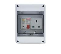 RLZQSGOT Scatola di distribuzione elettrica con Presa Impermeabile for Esterni con Interruttore Automatico MCB RCBO EU AU UK IT FR Presa Universale IP65(HT5 RCBO 3PM)
