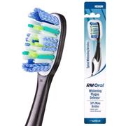 RM Oral Spazzolino da denti medio Whitening Plaque Defense, setole a spirale per uno sbiancamento superbo, punte potenti per rimuovere placca, pulitore lingua e guance combatte l'alito cattivo, 1