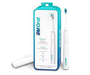 RM Oral Wave Sonic Spazzolino da denti a batteria con setole morbide e custodia da viaggio, 56.000 vibrazioni soniche per pulizia e sensibilità, sbiancamento e rimozione della placca, timer da 2