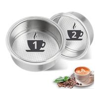 RM Pro 2 x filtri pre-curati da 1 e 2 tazze in acciaio inossidabile (51 mm). Compatibili con macchine da caffè Cecotec Ufesa Delonghi Breville e altro ancora. Cestino per filtro caffè a doppio strato