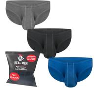 RM Real Men Slip Sportivi Bikini a Rete Tasca Taglia D Intimo in Stile, D Pouch-Confezione da 3-Nero Blu Grigio Modal, XXL Uomo