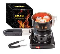 RMAN® Shisha Bruciatore 600W Accenditore elettrico carbone Accendi Carbonella Barbecue Bruciatore per narghile include Cestello Pinze In Acciaio Inox E Cavo Lungo Accessori per narghile, nero