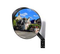 RMAN Specchio Stradale Convesso 30 cm, Specchio Convesso Per il Traffico con la Parete Regolabile Staffa di Fissaggio per Garage e Vialetti, Resistente e Infrangibile, Nero