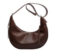RMENGZHOUXI Borsa a tracolla elegante in pelle PU Borsa a tracolla semplice a mezza luna di capacità Borsa a tracolla chic da donna Tracolla regolabile Borse da viaggio in tinta unita (caff