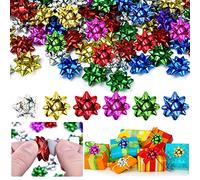 RMENOOR 100 Pz Coccarde Autoadesive per Pacchi Regalo 2,5CM Mini Fiocchi Natale Adesivi per Decorative, Festa, Attività