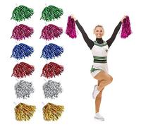 RMENOOR 12 Pz Cheerleading Pom Poms in Plastica Cheerleader Anello Pom Pom Mano Fiori Cheerleader Pompoms per Eventi Sportivi, Giochi di Palla, Balli