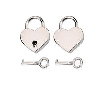 RMENOOR 2 Pz Lucchetto a Forma di Cuore in Metallo Mini Con Chiave e Metallo Scheletrato per Portagioie, Scatole Portaoggetti, Diari (Argento)