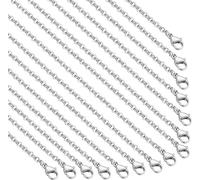 RMENOOR 20 Pz Catena per Cavi con Chiusura a Moschettone,Collana con Chiusura a Moschettone e Anelli di Salto,Collana Fai Da Te in 304 Acciaio Inox per Bigiotteria Braccialetti Ciondoli