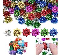 RMENOOR 50 Pz Fiocchi Regalo Adesivi Coccarde per Pacchi Regalo Autoadesivi 4CM Mini Fiocchetti per Pacchetti Regalo Assortimento di Fiocchi Regalo Colorati per Regali, Natale, Compleanno