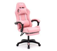 RMF Sedia Gaming Professionale Ergonomica Reclinabile, Poltrona Gaming Seduta Comoda e Rilassante con Poggiapiedi - Sedia per Gamer con Ruote Girevoli, Altezza Regolabile (Rosa)