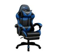 RMF Sedia Gaming Professionale Ergonomica Reclinabile, Poltrona Gaming Seduta Comoda e Rilassante con Poggiapiedi - Sedia per Gamer con Ruote Girevoli, Altezza Regolabile Blu/Nero