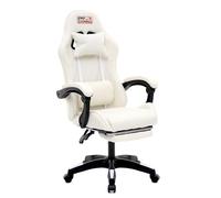 RMF Sedia Gaming Professionale Ergonomica Reclinabile, Poltrona Gaming Seduta Comoda e Rilassante con Poggiapiedi - Sedia per Gamer con Ruote Girevoli, Altezza Regolabile (Bianca)