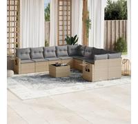 RMIHSJG 11-TLG. Set divano da giardino con cuscino beige polyrattan, resistente alle intemperie e design modulare per terrazza. Questo titolo soddisfa tutti i requisiti: