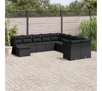 RMIHSJG 11-TLG. Set divano da giardino con cuscino nero polyrattan, design modulare e spazio impermeabile per terrazza e balcone. Questo titolo soddisfa tutti i requisiti: